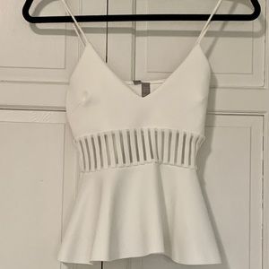 White peplum spaghetti strap top